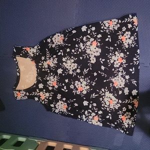 Woman Within Sleeveless Floral Tunic size M 14/16 Blue